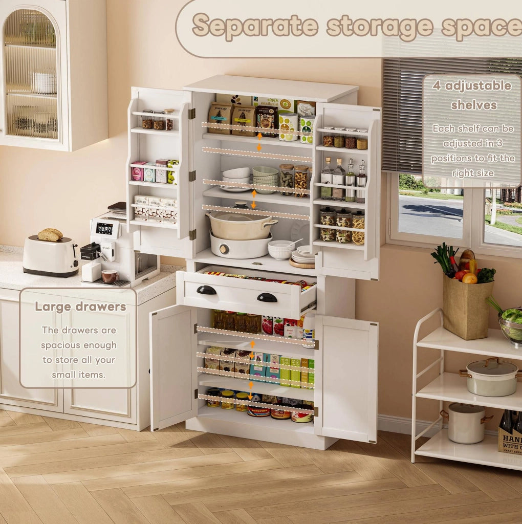 Credenza dispensa alta 80x40x182 cm con 4 ante e cassetto