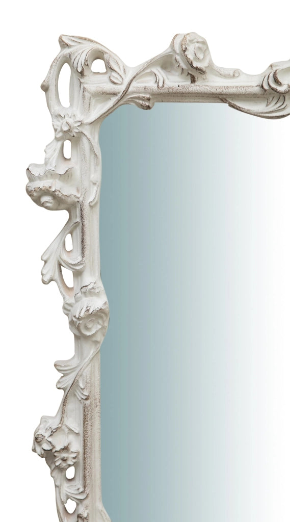 Biscottini SPECCHIERA DA PARETE IN LEGNO FINITURA BIANCO ANTICATO L59XPR6XH98 cm Made in Italy
