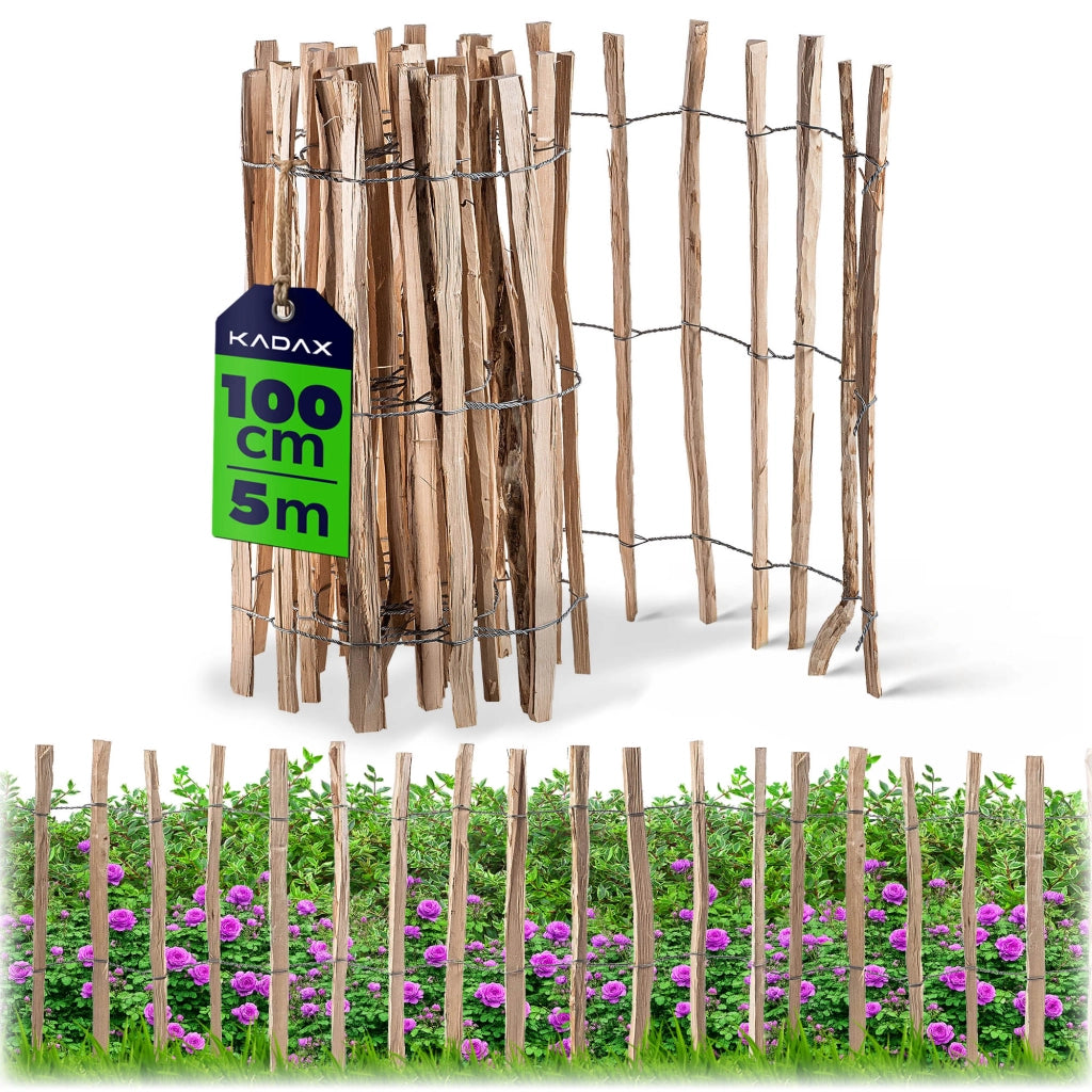 Recinzione protettiva avvolgibile KADAX Hazel Stacket Fence per giardino, 500x100 cm, altezza 7-9 cm.