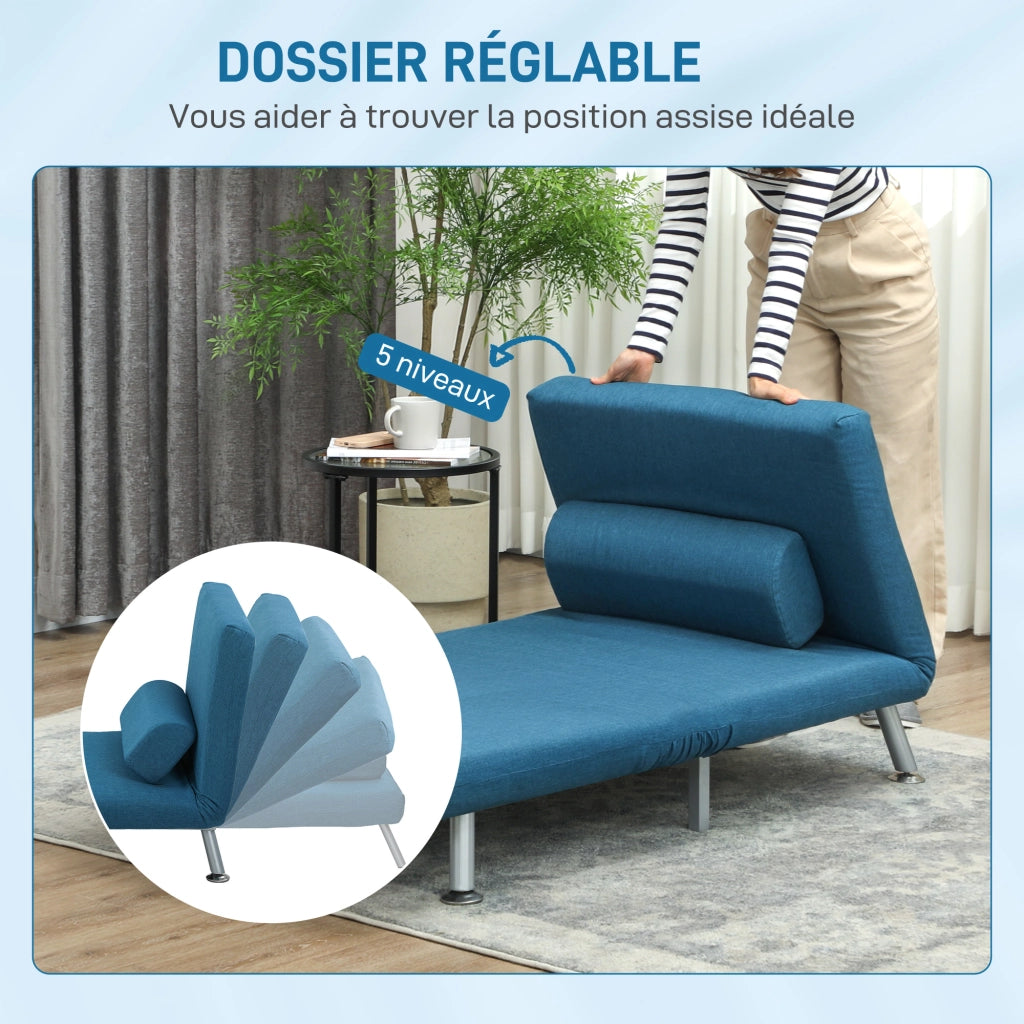 Poltrona letto 1 posto con cuscino blu ¨C Zephmum ¨C Tessuto blu