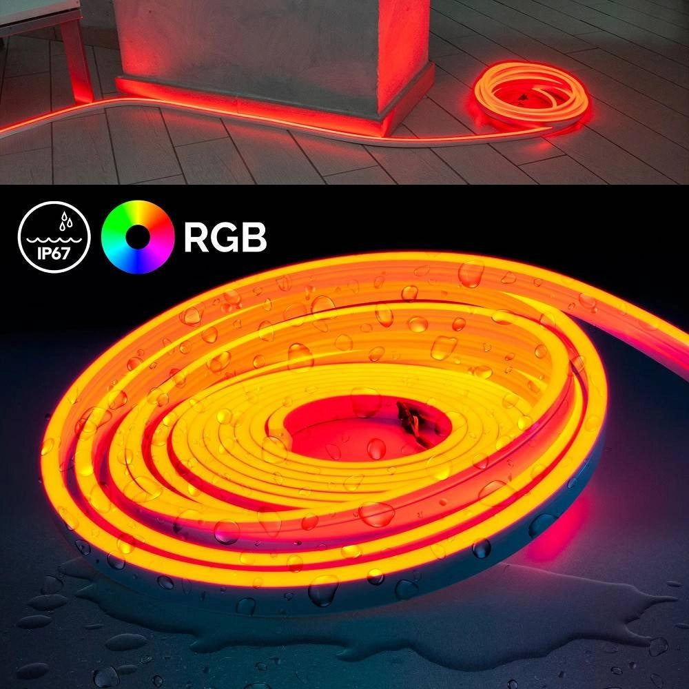 Trade Shop - Striscia Neon Flex Led Ip67 160w Rgb 24v Luce Multicolore Esterni Bobina 10metri -