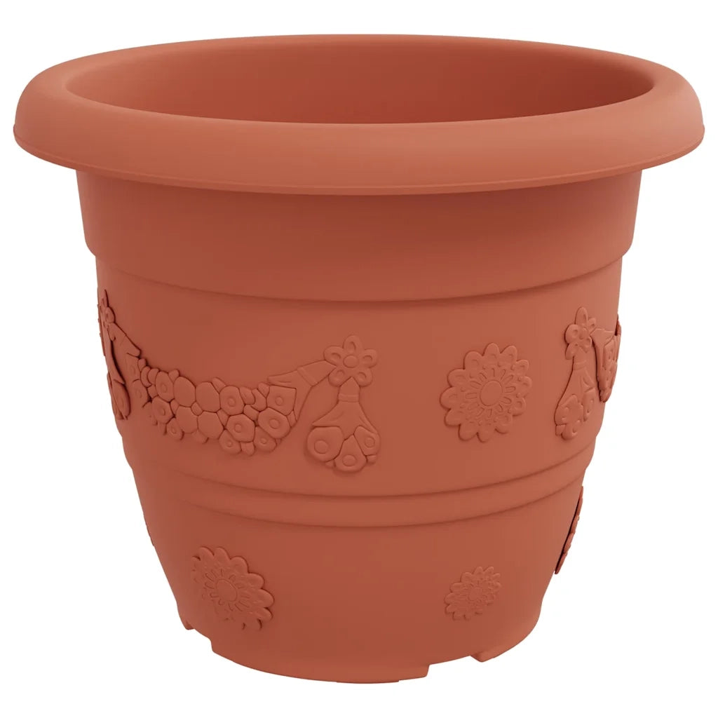 Vaso Rotondo per Fiori 6 pcs Rosso Mattone Ø 34 x 28 cm 42020282