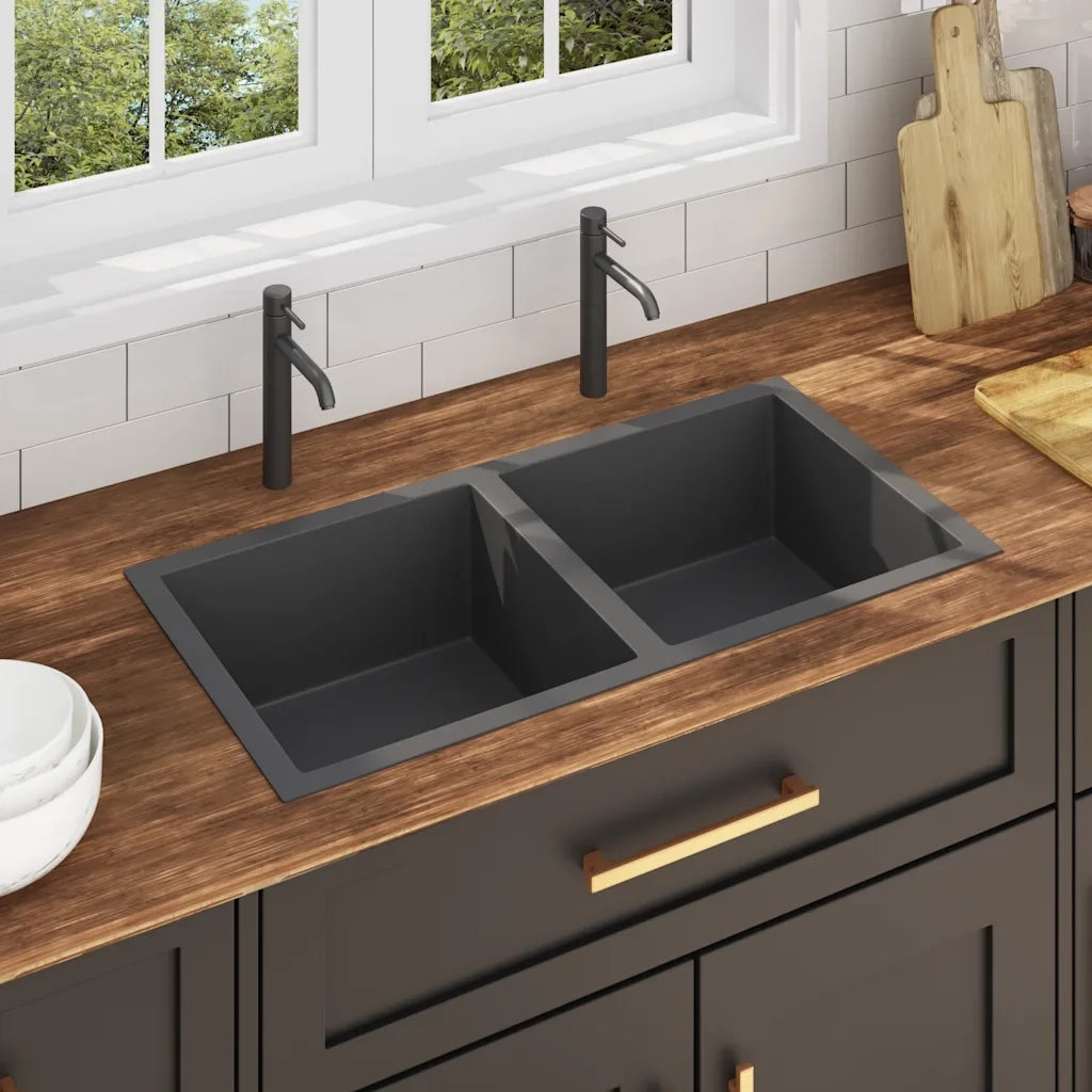 Lavello da Cucina Lavorato a Mano Nero Acciaio Inox cod mxl 43415