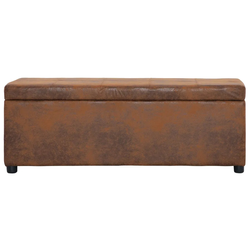 Panca-Sgabello Vano Portaoggetti 116 cm Marrone Similpelle Scamosciata