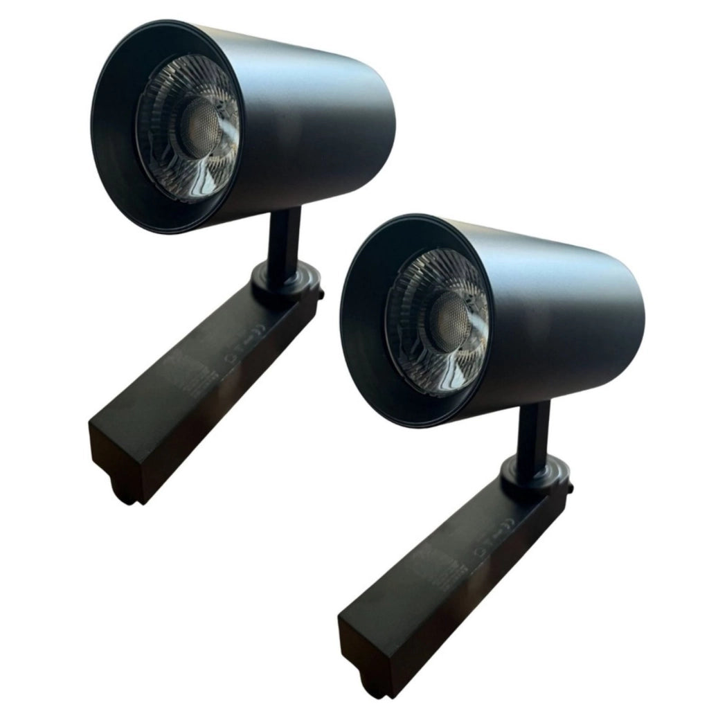 2 Pezzi Faro LED Binario Monofase 30W 2600 lm Nero 3000K 36° CRI>90 D80x138 mm