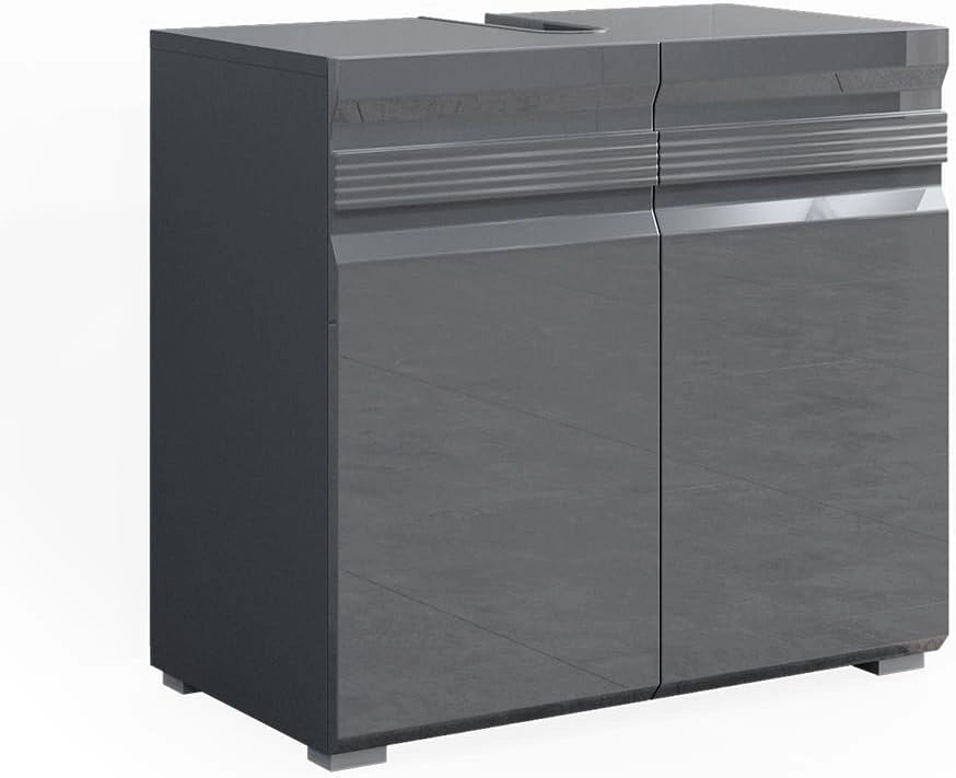 Mobiletto bagno Fredd, Antracite lucido, 36.4 x 79 cm, a parete con due ripiani interni regolabili
