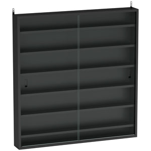 Bacheca Vetrina a Muro con 6 Ripiani Regolabili 80x9.5x83 cm in Legno Nero