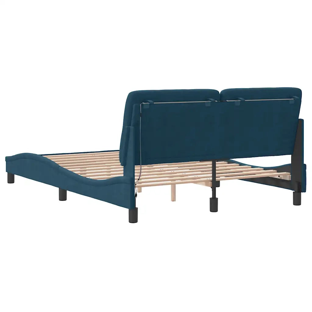 Giroletto con LED senza Materasso Blu 140x190 cm in Velluto 3213853