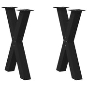 Gambe per tavolo da pranzo a forma di X 2 pz nere 50x(72-73) cm in acciaio