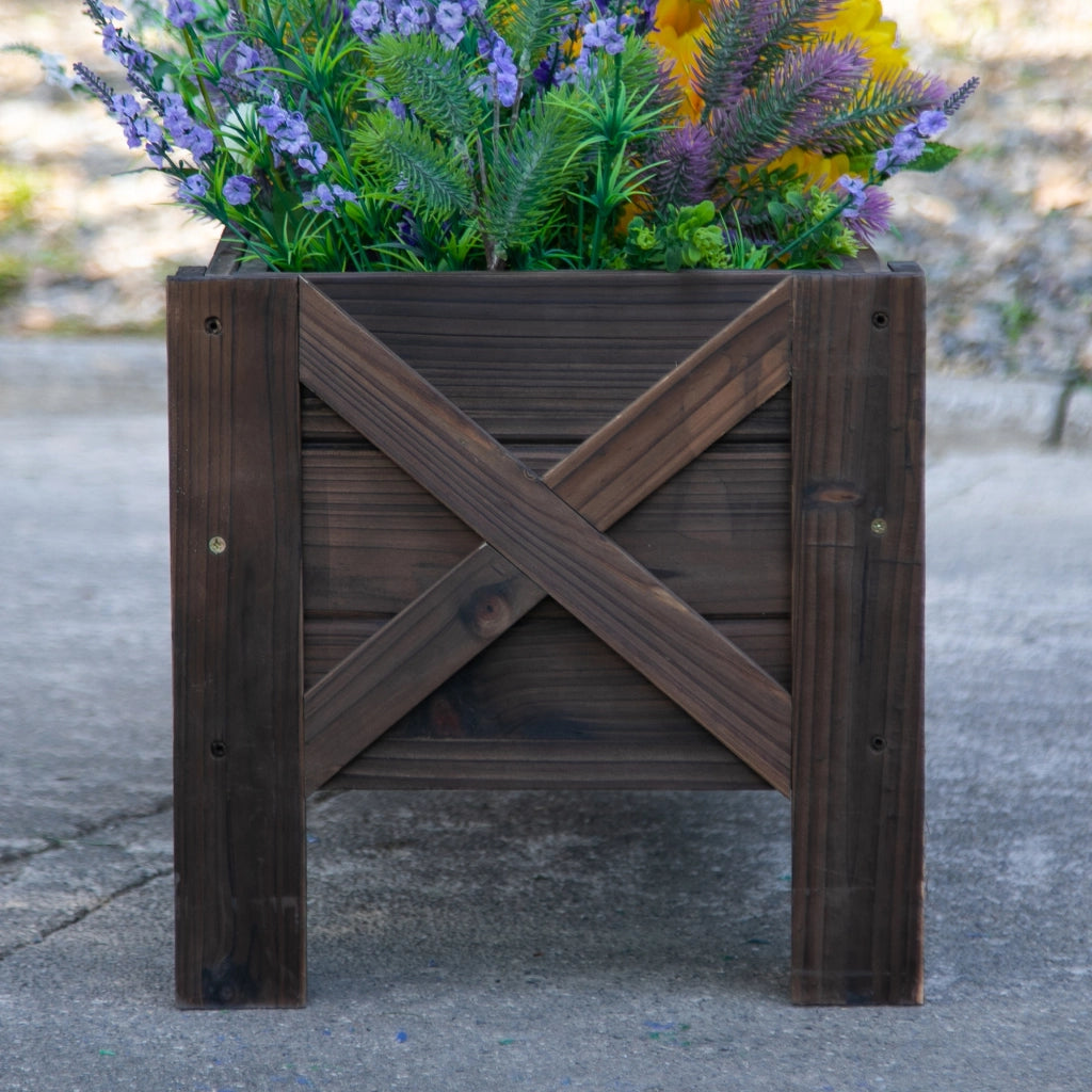 Fioriera in Legno Rettangolare con Gambe ¨C zephmum ¨C Marrone 100x36.5x36 cm