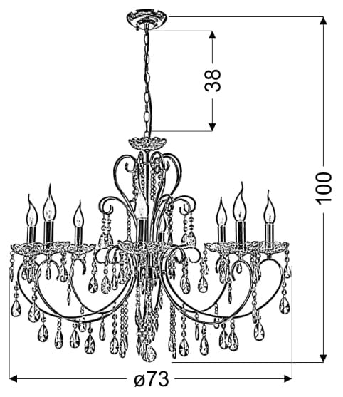 Lampadario Candellux Aurora cristallo nero 8xE14 38-73747