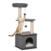 Tiragraffi per gatti con piattaforma e corda sisal ¨C zephmum ¨C grigio scuro 40x40x104 cm