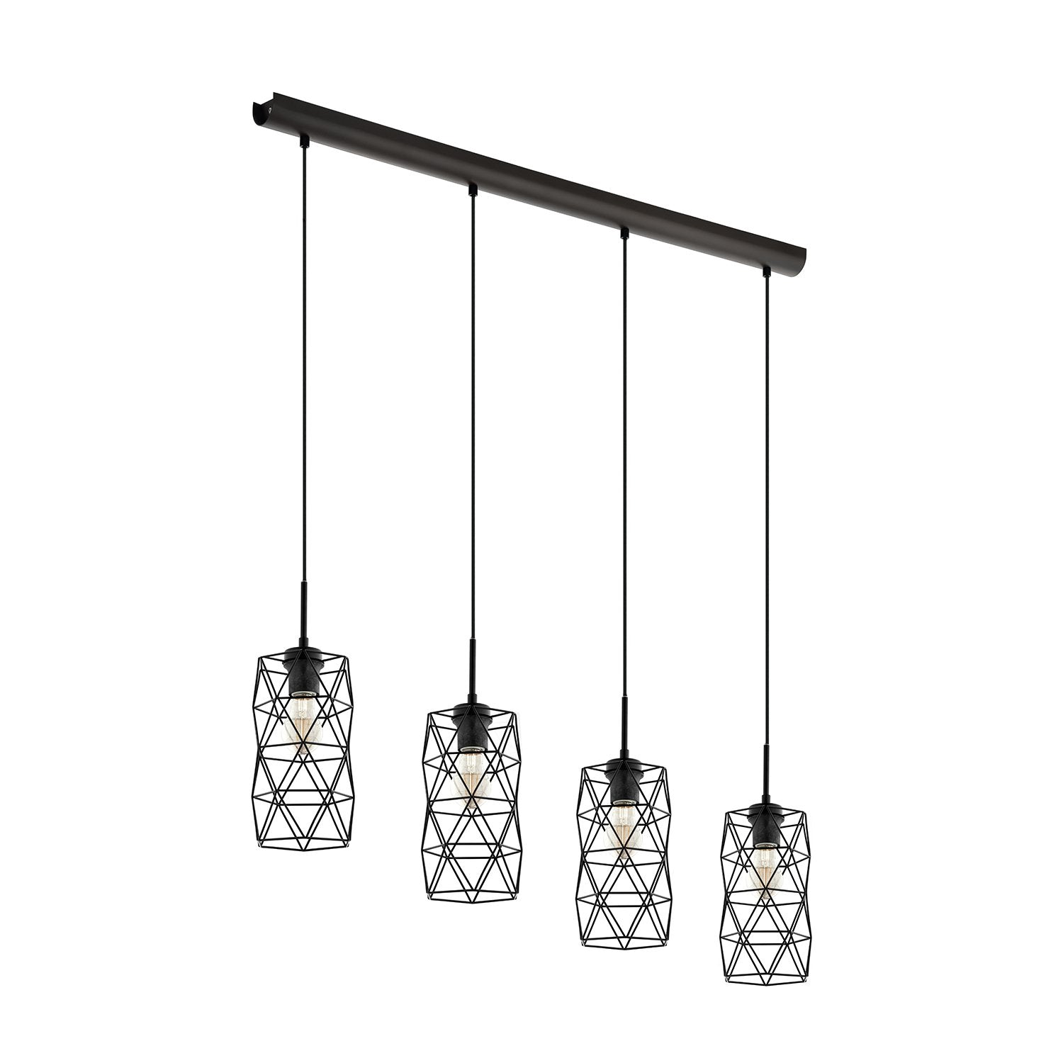 Lampadario A Sospensione Moderno Estevau Acciaio Marrone Scuro 4 Luci E27