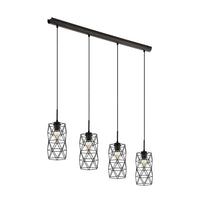 Lampadario A Sospensione Moderno Estevau Acciaio Marrone Scuro 4 Luci E27