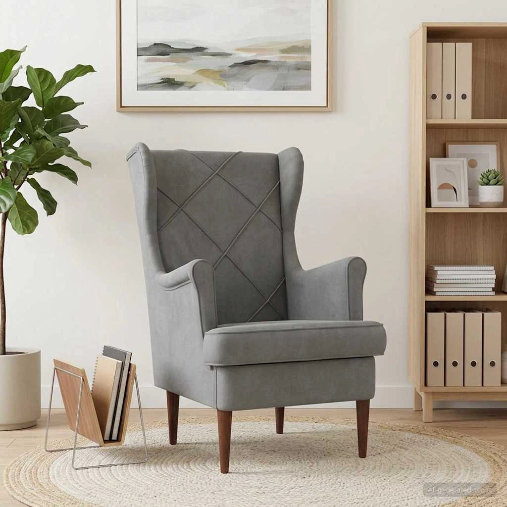 Poltrona Grigio Scuro Velluto 42029897