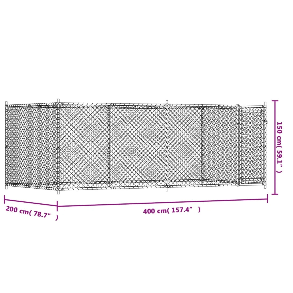 Gabbia per Cani con Porta Grigia 4x2x1,5 m in Acciaio Zincato CFW6413565