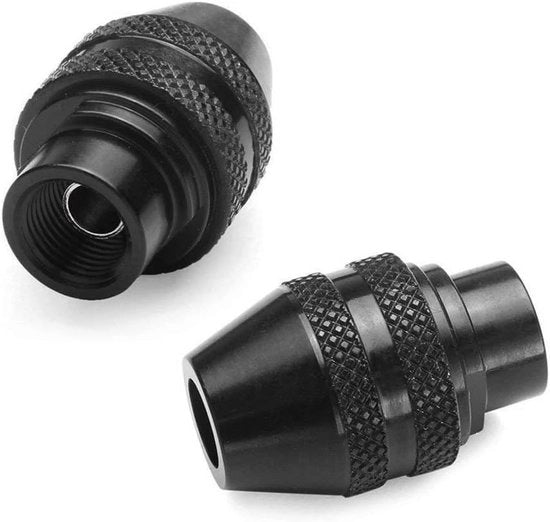 Accessori per Strumenti Rotativi - Sistema di Cambio Rapido a Chiave Senza Chiave - 1/32 Pollici a 1/8 Pollici - 2 Pezzi - Per Fai Da Te e Professionisti - Argento