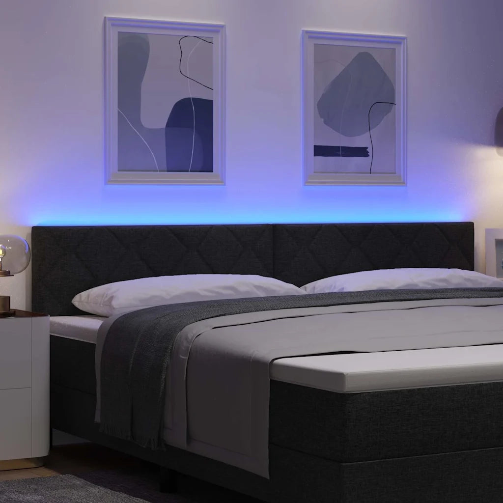 Testiera LED Nero 200 cm Tessuto 3338254
