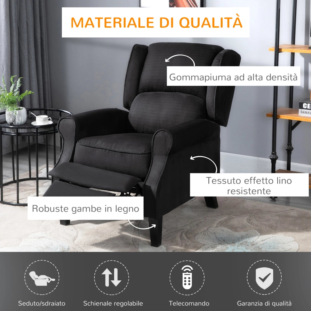 EasyComfort Poltrona Relax Massaggiante Reclinabile con Telecomando, 78x83x101cm, Nero