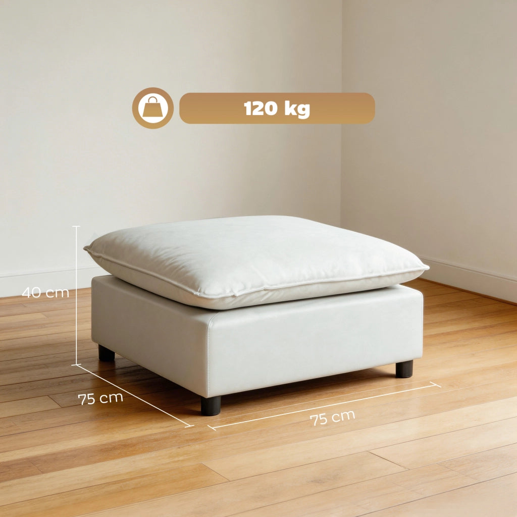 Puff salotto quadrato con piedi plastica ¨C zephmum ¨C 75x75x40 cm grigio
