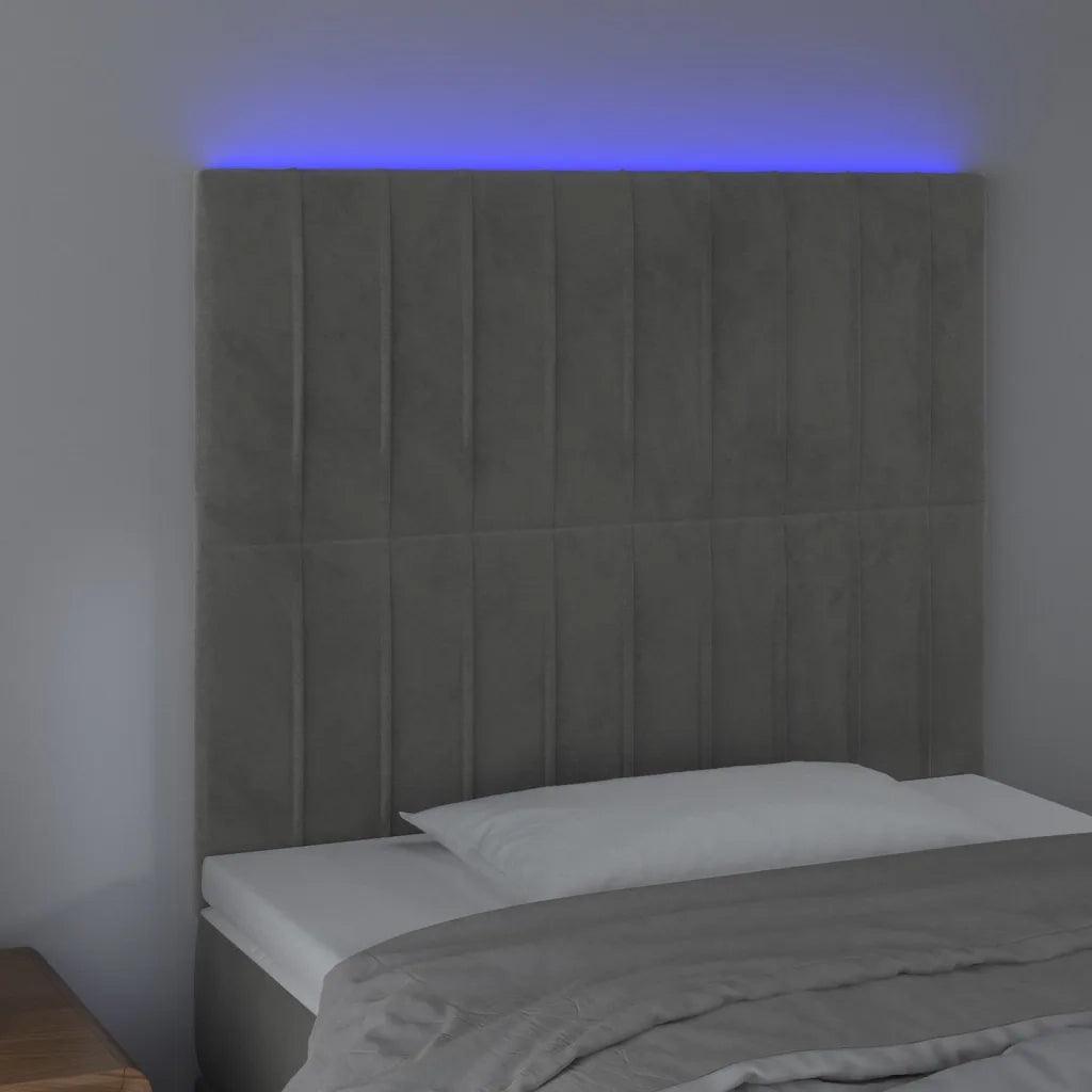 Testiera a LED Grigio Chiaro 90x5x118/128 cm in Velluto 3122698