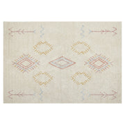 Tappeto in cotone beige 140 x 200 cm motivo geometrico rettangolare soggiorno camera da letto
