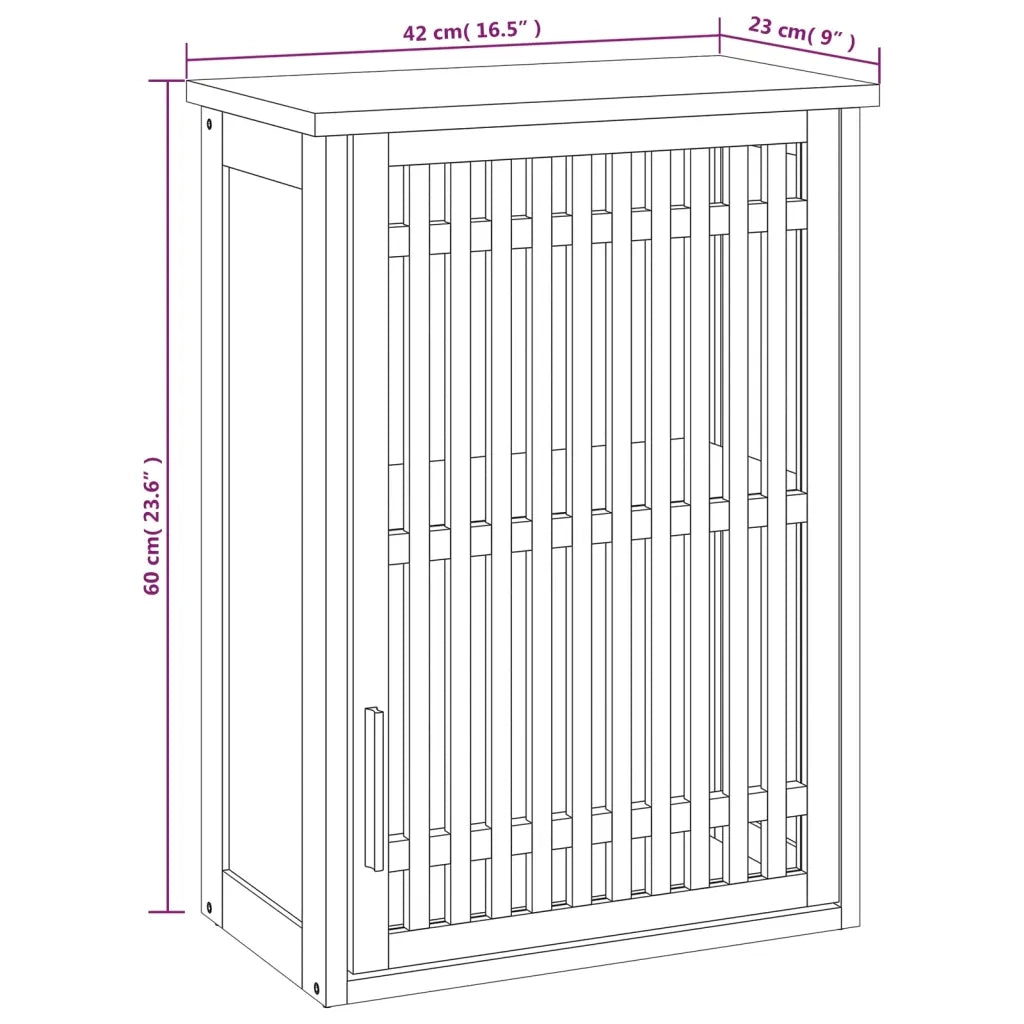 Armadietto da Bagno a Parete 42x23x60 cm Legno Massello di Noce 350357