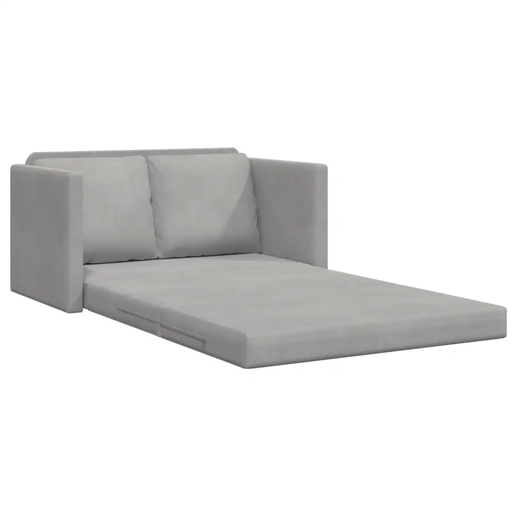 Divano Letto da Terra 2 in 1 Grigio Chiaro 122x204x55cm Velluto
