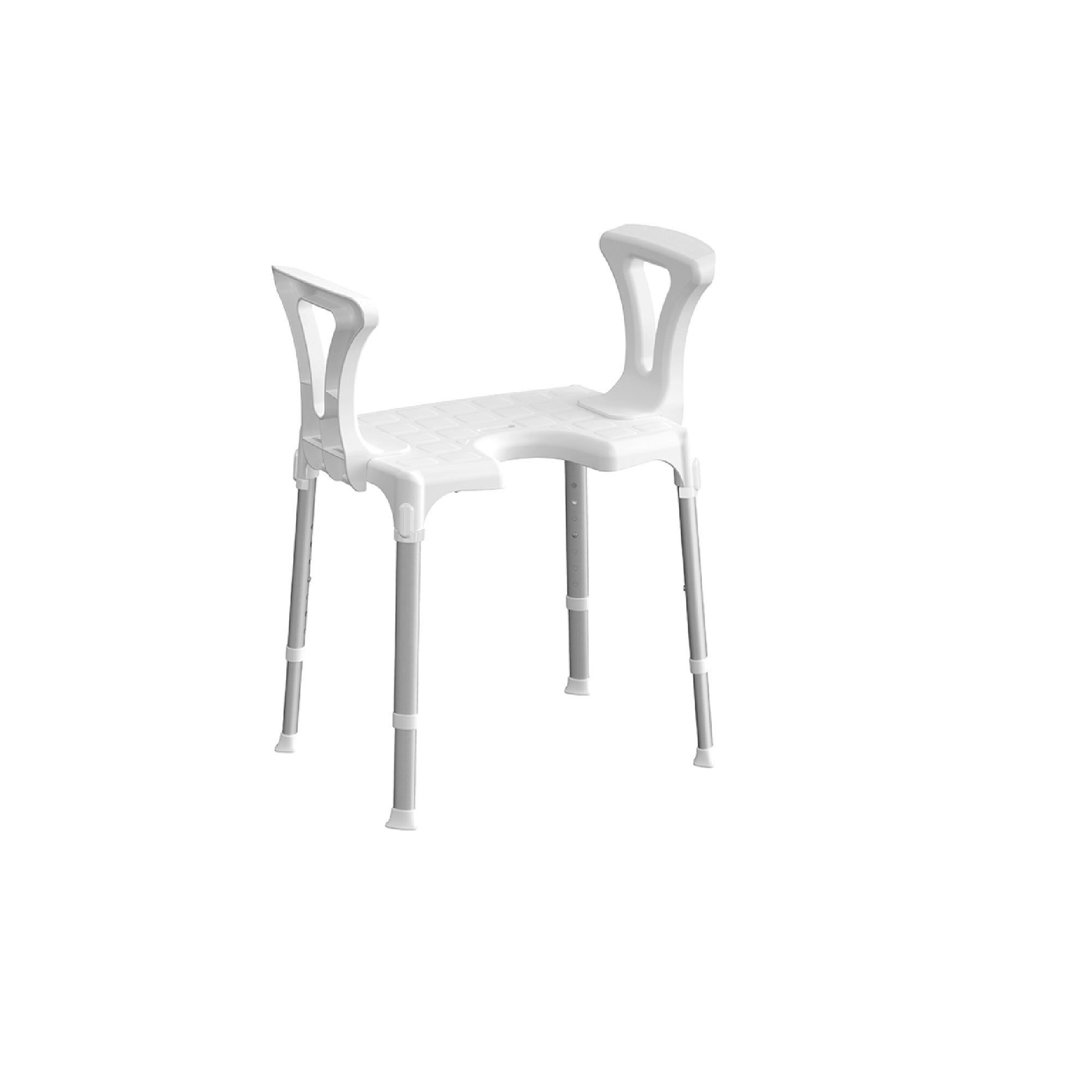 Sedia da doccia bianca con apertura e braccioli peso massimo 120kg/265 lb