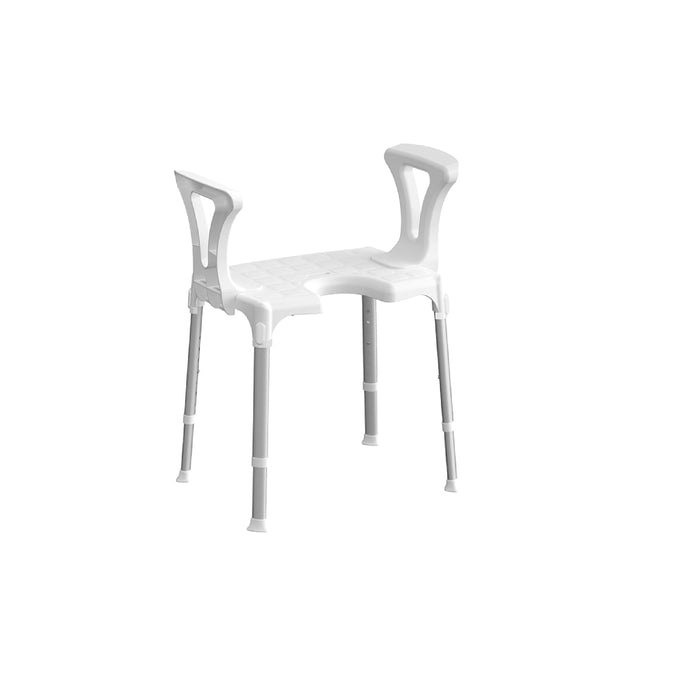 Sedia da doccia bianca con apertura e braccioli peso massimo 120kg/265 lb