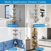 Doucherek telescopico - Doucherek senza forature - Riserva bagno - Doucherek metallico - 4 ceste - 85-325 cm - Nero - Doucherek bagno