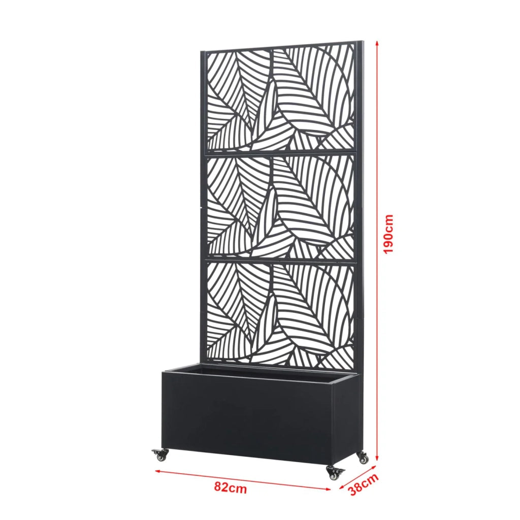 Parete divisoria con fioriera acciaio zincato 190 x 82 x 38 cm nero 03_0009266