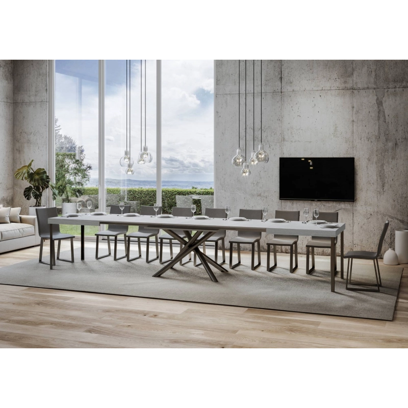 Tavolo allungabile 90x180/440 cm Famas telaio Antracite - Bianco Frassino