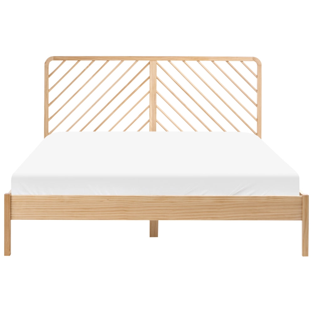 Letto in legno di pino marrone chiaro con rete 180 x 200 cm naturale stile scandinavo