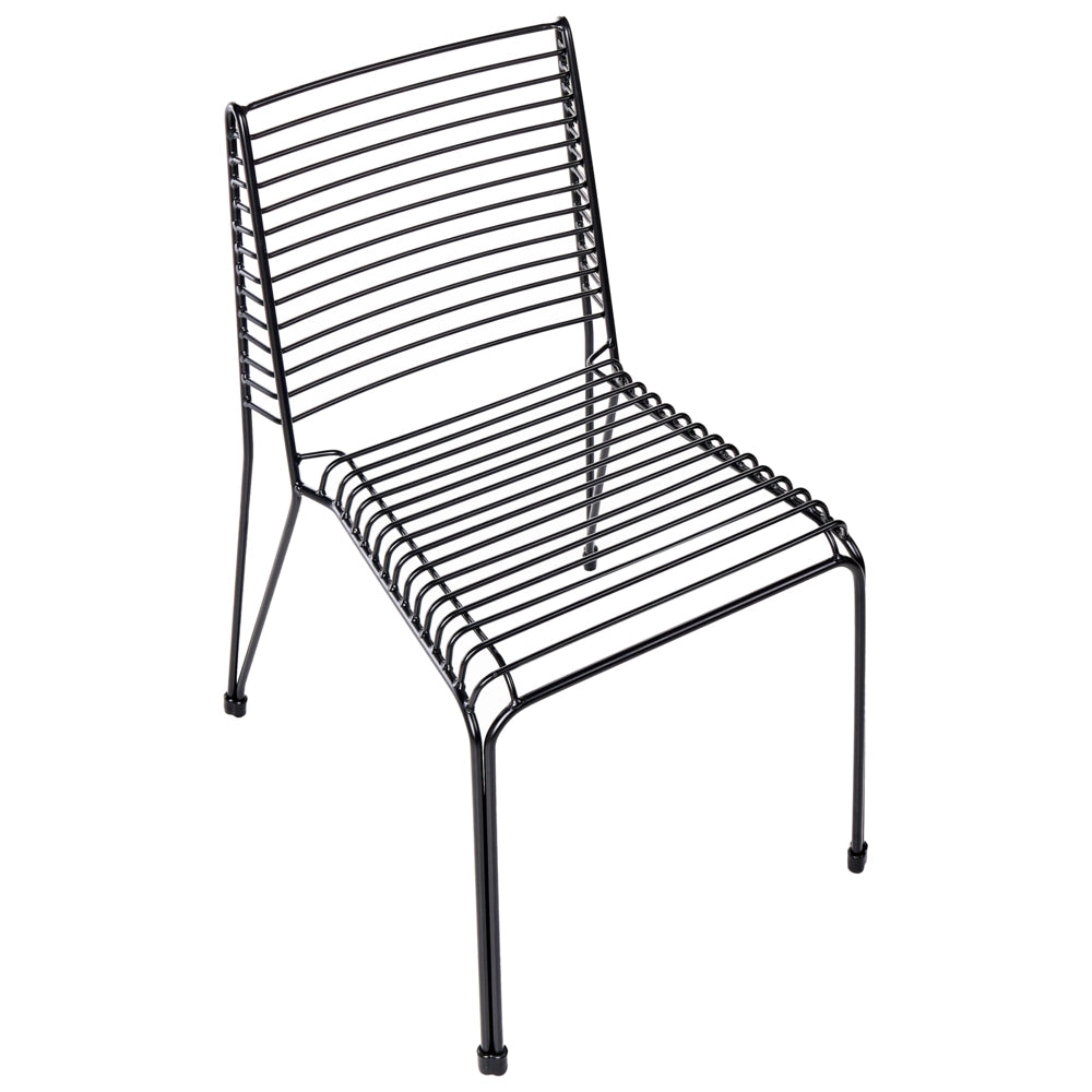 Set di 2 sedie da giardino con telaio in acciaio nero impilabili da esterno per patio stile moderno