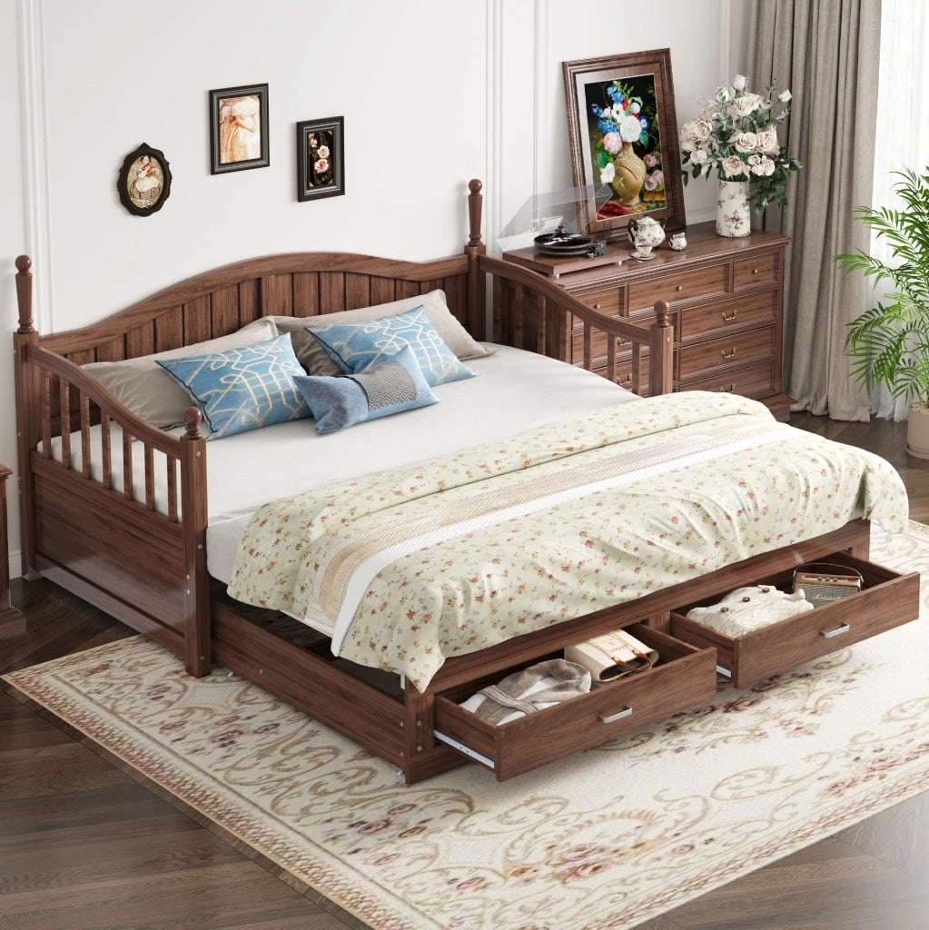 Divano letto estraibile 90/180 x 190 cm in legno noce