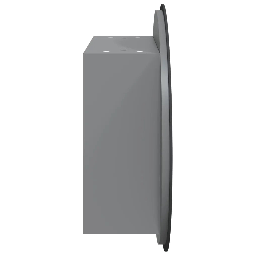Armadio da Bagno con Specchio Rotondo e LED-Mobiletto a specchio Grigio 47x47x17,5cm