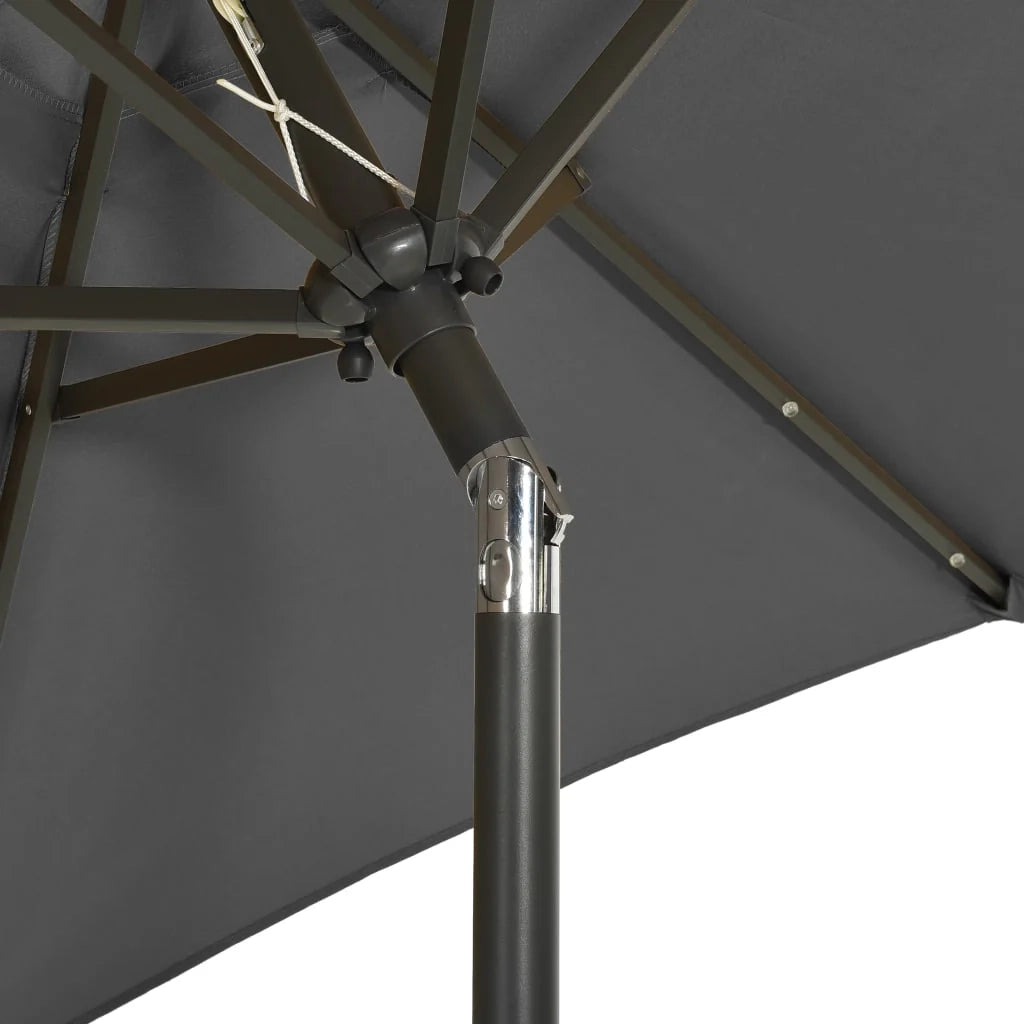 Ombrellone con luci LED antracite 200 x 211 cm alluminio 02_0008089