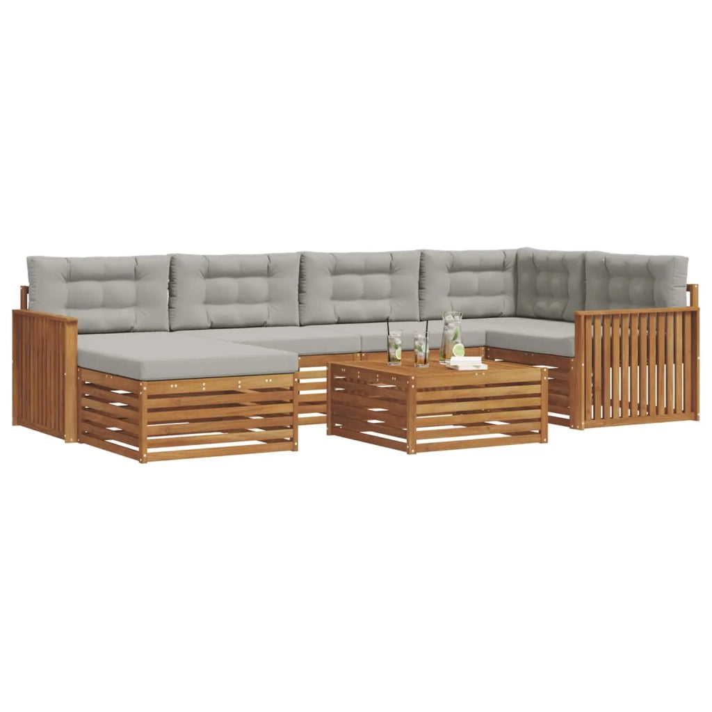 Set di divani da esterno 7 pcs Grigio Naturale e Chiaro