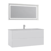 Set mobile lavabo con specchio (2 pezzi) "Nest 121 v2" - 121 x 51 x 55 cm - Bianco opaco