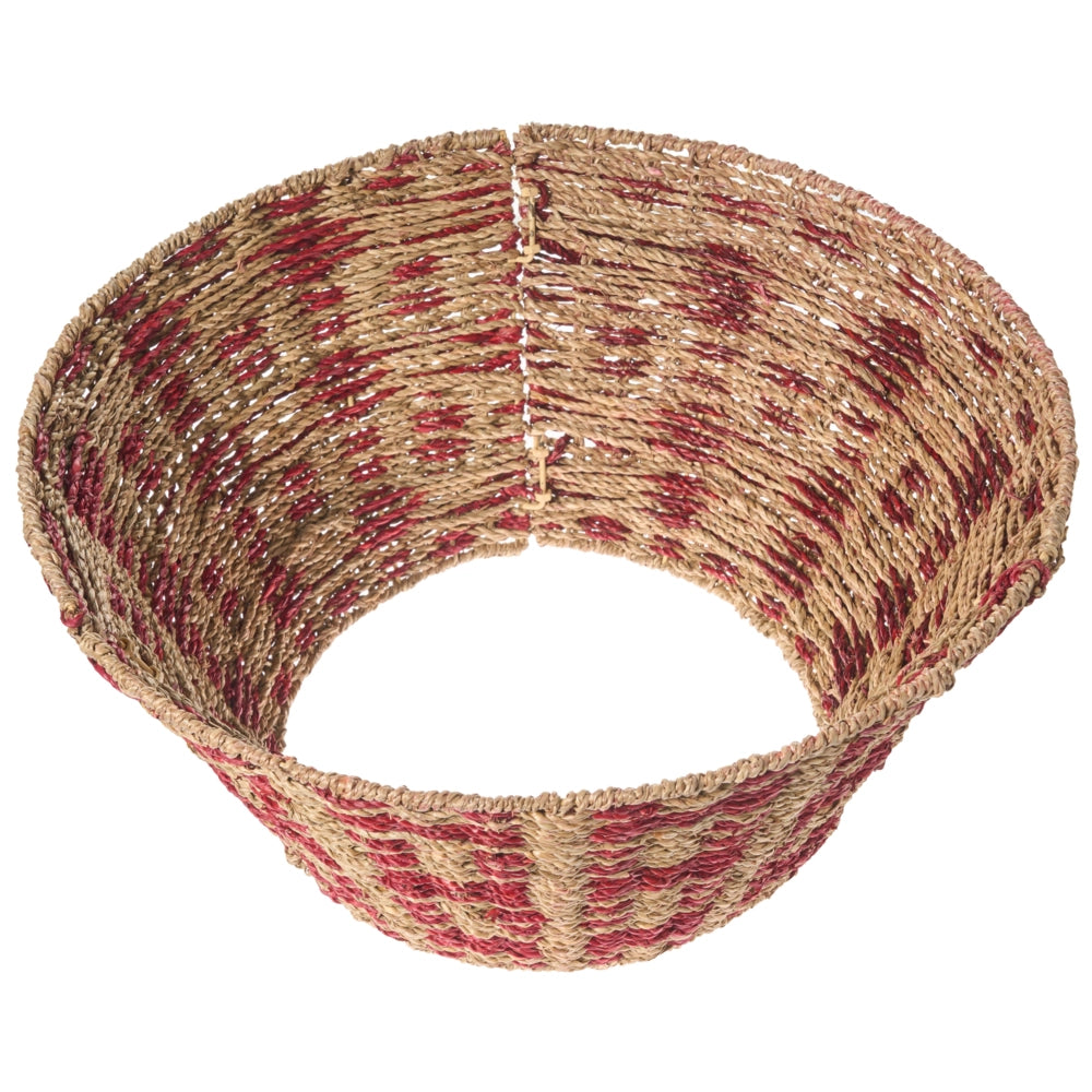 CopriBase dell'albero di Natale in alghe naturali con accessori tondi rossi ⌀ 42 cm fatti a mano