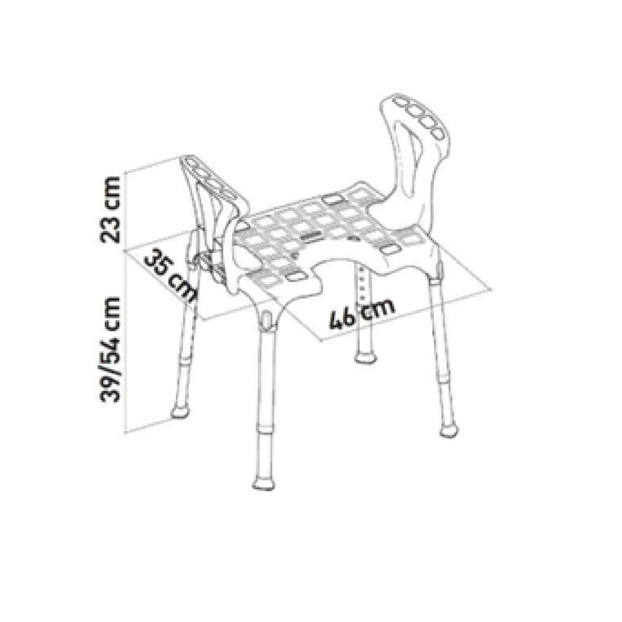 Sedia da doccia bianca con apertura e braccioli peso massimo 120kg/265 lb