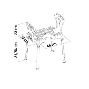 Sedia da doccia bianca con apertura e braccioli peso massimo 120kg/265 lb