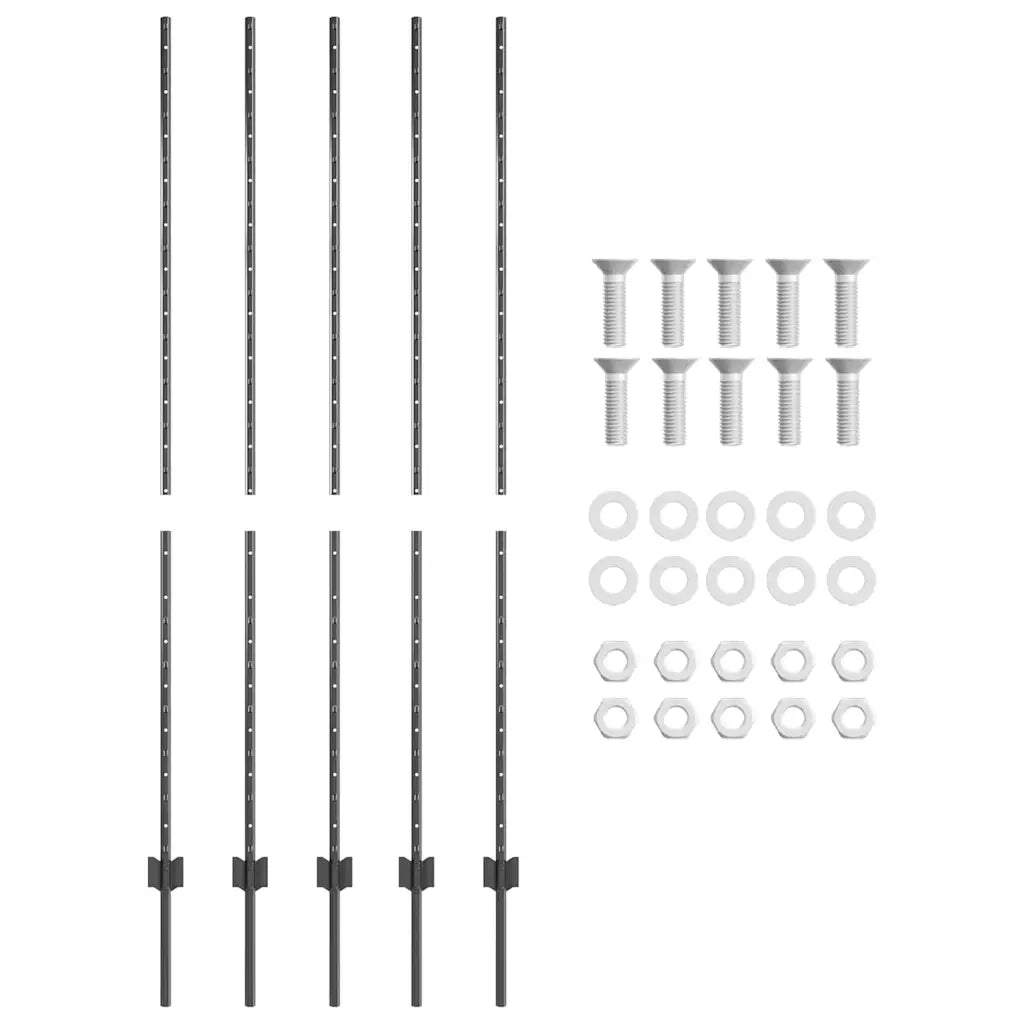 Palo della recinzione 5 pz Grigio 150 cm Acciaio CFW8897741