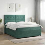 Letto Box Spring LED con Materasso Verde Scuro 200 x 200 cm 3456140