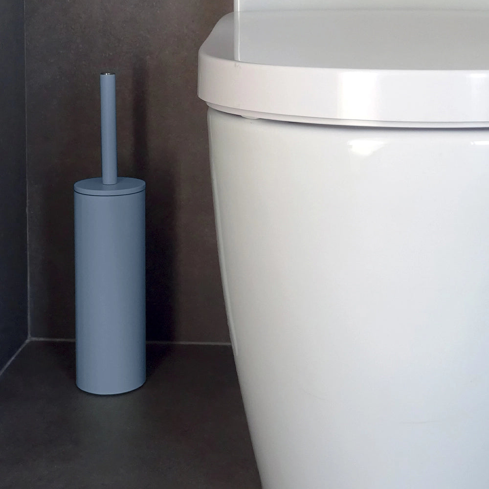 Set pattumiera 5lt a pedale e portascopino in acciaio azzurro polvere Axin