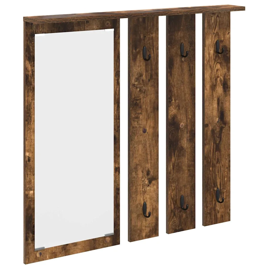 vidaXL Appendiabiti a muro con lo scaffale Rovere fumo 84 x 10 x 80 cm