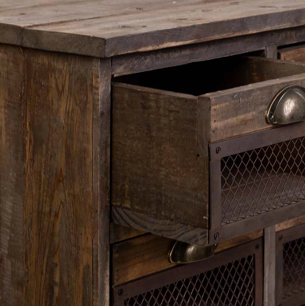 Cassettiera in legno con 7 cassetti marrone 59x34x80,5h cm
