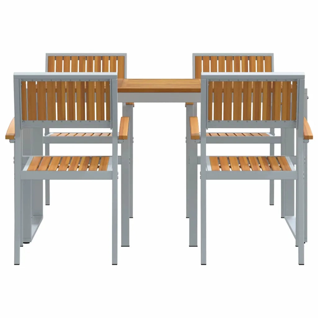 Set da Pranzo per Giardino 5 pcs Grigio