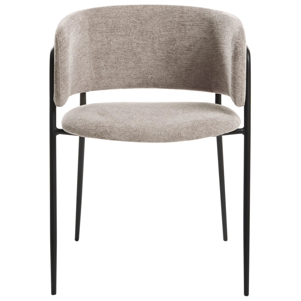 Set di 2 sedie da pranzo imbottite tortora braccioli Design moderno Base in metallo stile moderno